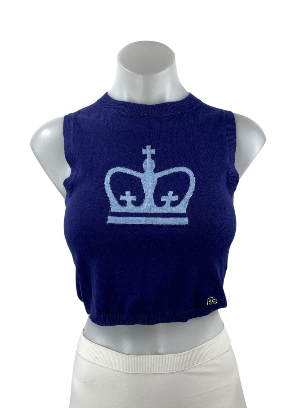 Hype & Vice Women's Blue Sleeveless Crewneck Crop Sweater Vest Tank Top Size S